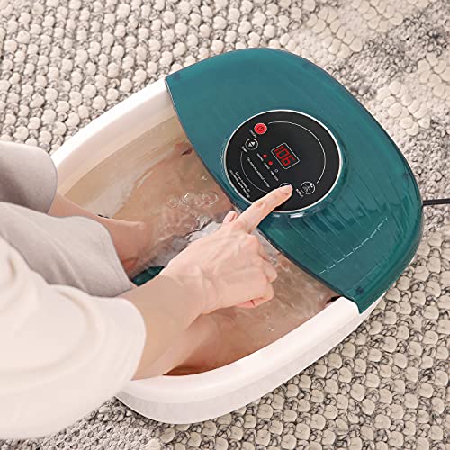 Foot Spa Bath Massager with Heat, Bubbles, Vibration, 16 Removeable Roller (n...