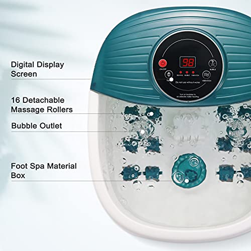 Foot Spa Bath Massager with Heat, Bubbles, Vibration, 16 Removeable Roller (n...