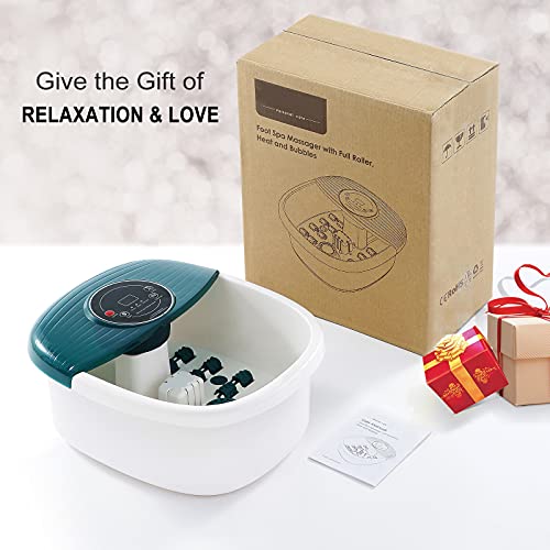 Foot Spa Bath Massager with Heat, Bubbles, Vibration, 16 Removeable Roller (n...