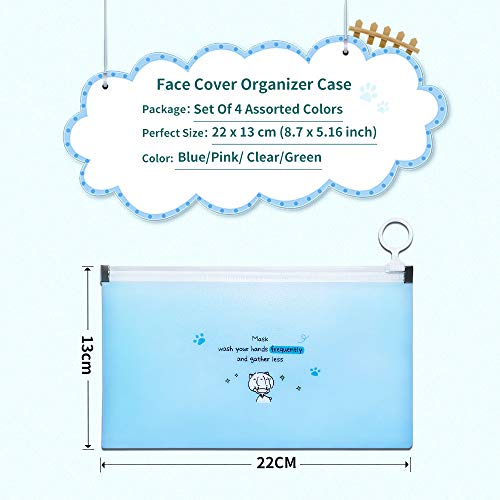 LSxia 4 Packs Face Cover Organizer Case Mask Zipper Storage Bag Cosmetic Cont...