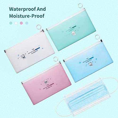 LSxia 4 Packs Face Cover Organizer Case Mask Zipper Storage Bag Cosmetic Cont...