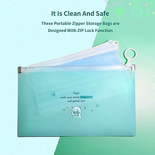 LSxia 4 Packs Face Cover Organizer Case Mask Zipper Storage Bag Cosmetic Cont...