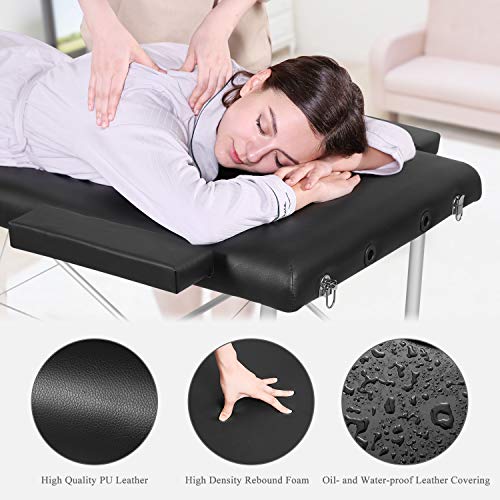 Massage Table Portable Massage Bed Aluminum 3 Section 9 Height Adjustment wit...