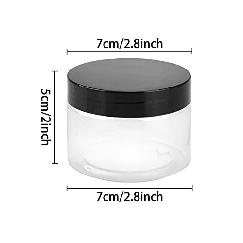 Plastic Cosmetic Containers 12 Pcs Round Pot Jars with Black Lids Empty 4oz C...