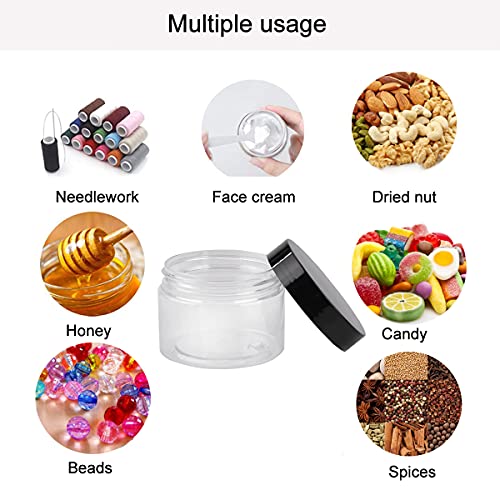 Plastic Cosmetic Containers 12 Pcs Round Pot Jars with Black Lids Empty 4oz C...