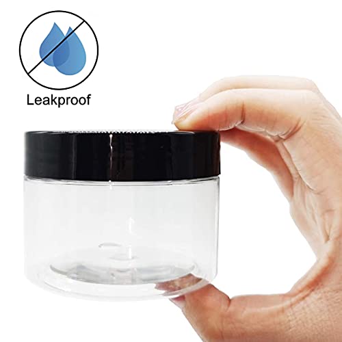 Plastic Cosmetic Containers 12 Pcs Round Pot Jars with Black Lids Empty 4oz C...