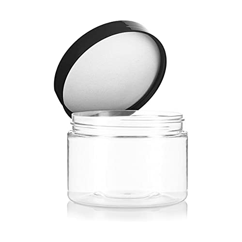 Plastic Cosmetic Containers 12 Pcs Round Pot Jars with Black Lids Empty 4oz C...