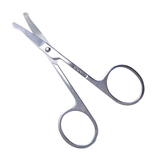 Premium Quality-Curved and Rounded Facial Hair Scissors for Men, Nose hair an...