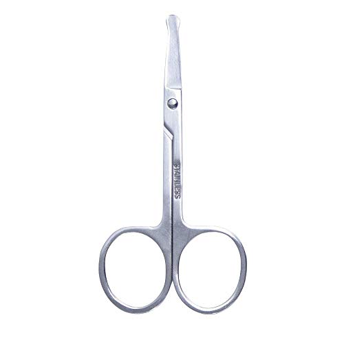 Premium Quality-Curved and Rounded Facial Hair Scissors for Men, Nose hair an...