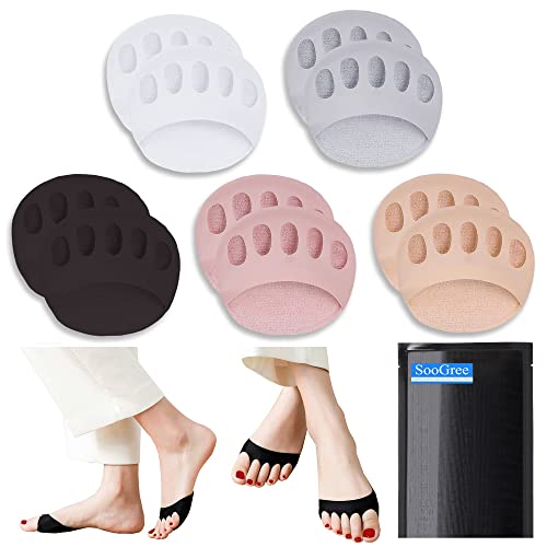 SooGree Ball of Foot Cushions (5Pairs) - Metatarsal Pads Invisible Socks for ...