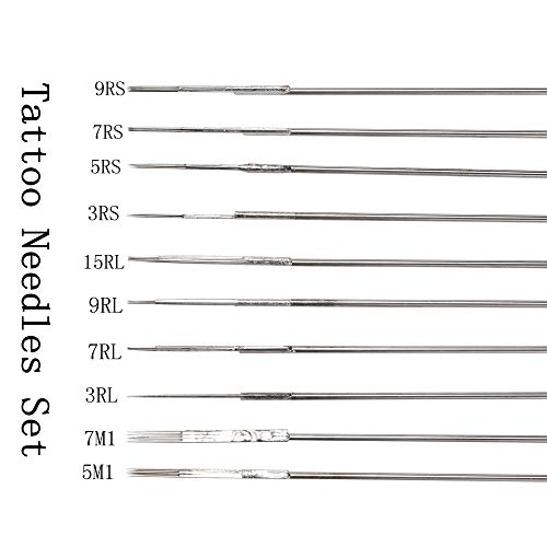 Tattoo Needles Set with 6pcs Stainless Steel Tattoo Tips,Tattoo Disposable Sh...