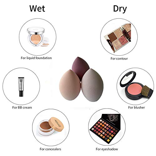Makeup Sponges 3 Pcs Set，For Liquid Foundation, Creams, and Powders，Latex F...