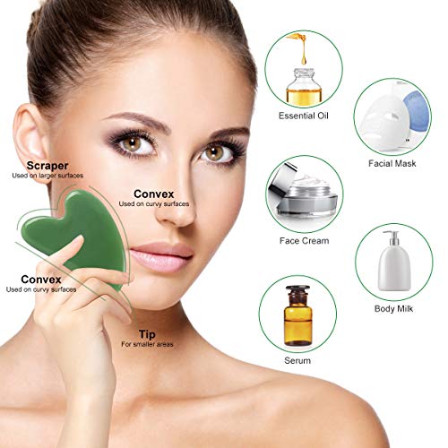2 Pcs Gua Sha Massage Tool for Jade Stone for Face Massager Skin Scraping Mas...