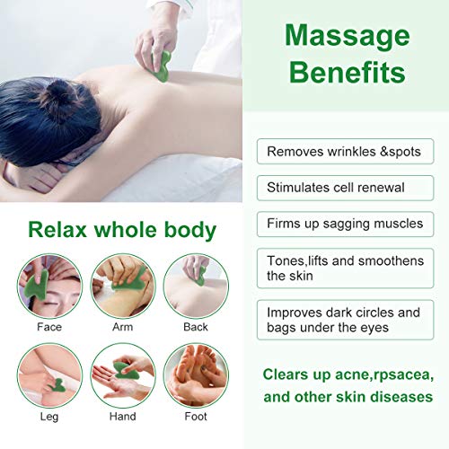2 Pcs Gua Sha Massage Tool for Jade Stone for Face Massager Skin Scraping Mas...