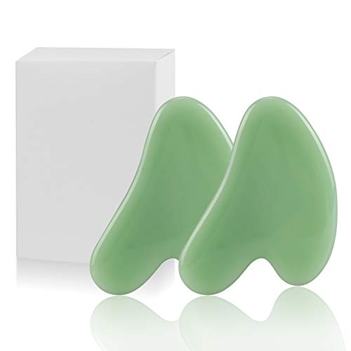 2 Pcs Gua Sha Massage Tool for Jade Stone for Face Massager Skin Scraping Mas...