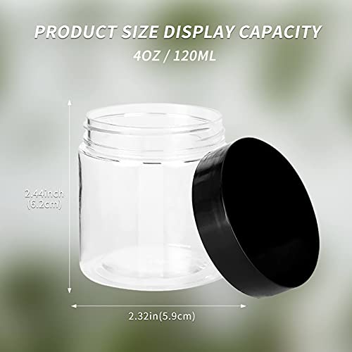 36 Pack 4 OZ Plastic Jars Round Clear Cosmetic Container Jars with Lids BPA F...