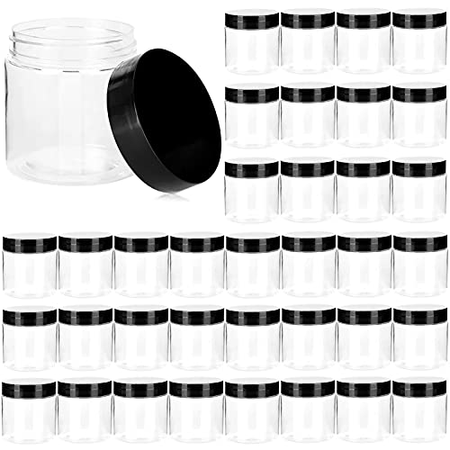 36 Pack 4 OZ Plastic Jars Round Clear Cosmetic Container Jars with Lids BPA F...