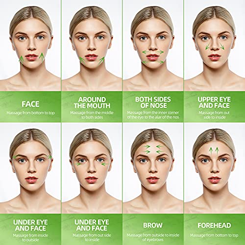 (Drawstring Pouch) Authentic Natural Stone Jade Roller for Face Eyes Neck Bod...