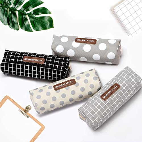 Wullina Small Cosmetic Bags Cute Mesh Canvas Lovely Dots Simple Pen Pouch Tra...
