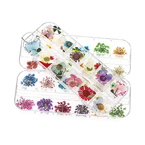 Nail Art Real Dried Flower Set - 3D Nail Art Accessories Kits Nail Parts Pres...