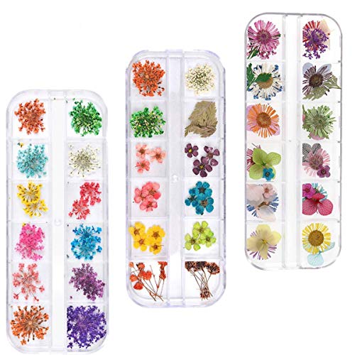Nail Art Real Dried Flower Set - 3D Nail Art Accessories Kits Nail Parts Pres...