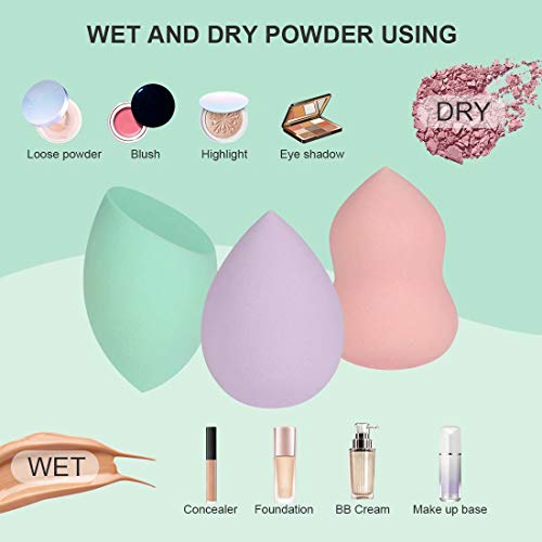Makeup Sponge, Dry Wet Dual-Use Sponge Set,3 Practical Shapes Latex-free Flaw...