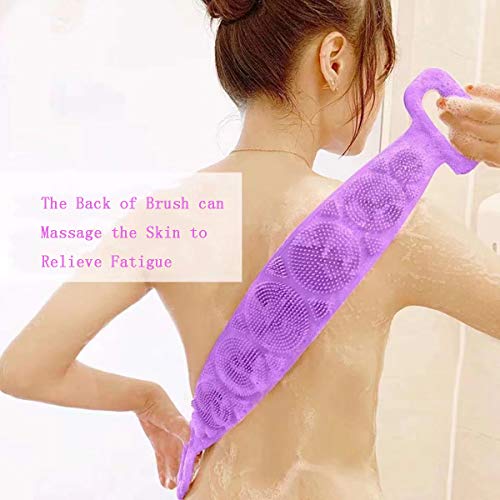 Silicone Bath Body Brush, Exfoliating Long Double Side Silicone Body Back Scr...