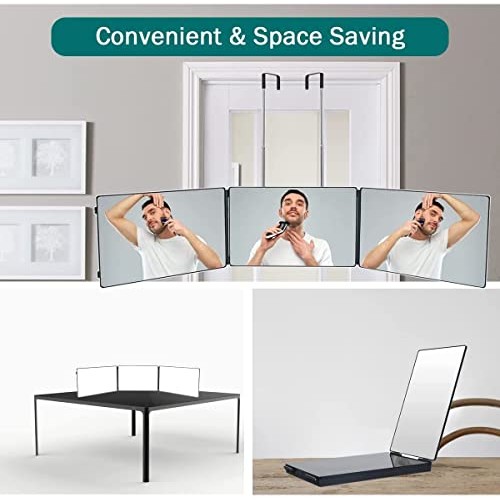Self Haircut Mirror - Trifold Mirror, 360 Mirror for Haircuts for Men, 3way M...