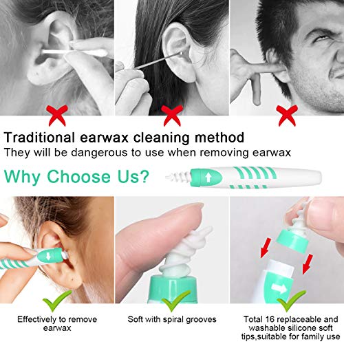 Ear Wax Removal, Soft Ear Wax Remover, NaCot Spiral Silicone Ear Wax Removal ...