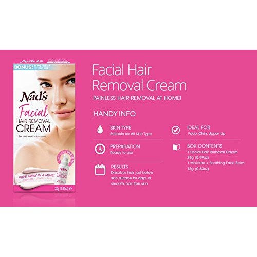 Nad's Facial Hair Removal Cream - Gentle & Soothing Hair Removal For Women - ...