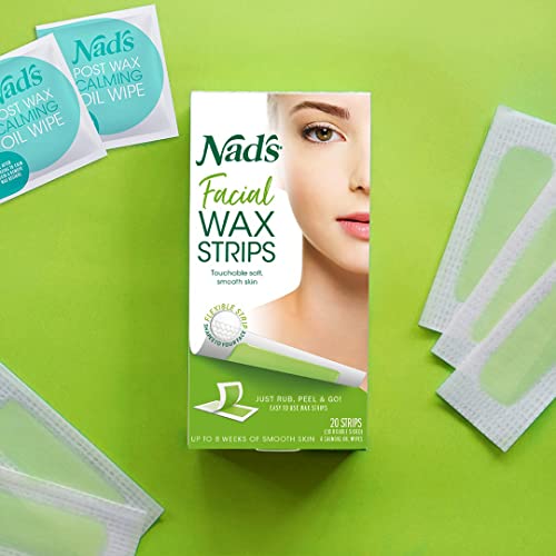 Nad's Facial Wax Strips - Hypoallergenic All Skin Types - Facial Hair Removal...