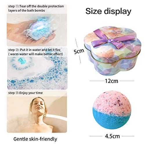 5+1 Bath Bombs Gift Set, 100% Handmade Pure Essential Oil Bath Bombs, Fizzy S...