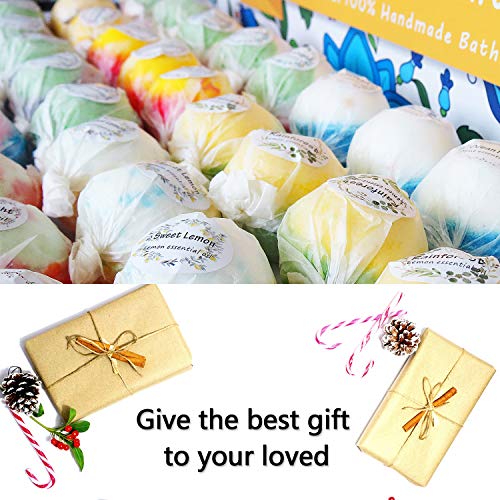Organic Bath Bombs Gift Set, 50 Handmade Bulk Bath Bombs For Kids, Women, Men...