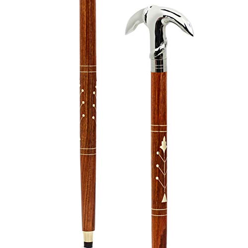 Premium Chromed Deluxe Walking Sticks | Rosewood Crafted Walking Cane with So...