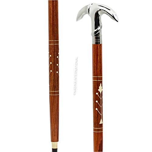 Premium Chromed Deluxe Walking Sticks | Rosewood Crafted Walking Cane with So...