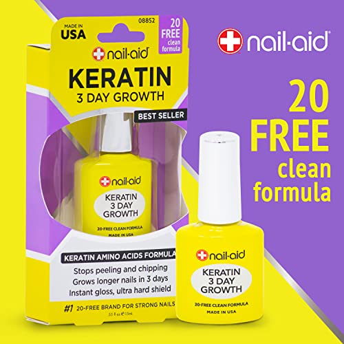 Nail-Aid Keratin 3 Day Growth Nail Treatment & Strengthener, Clear, 0.55 Fl Oz