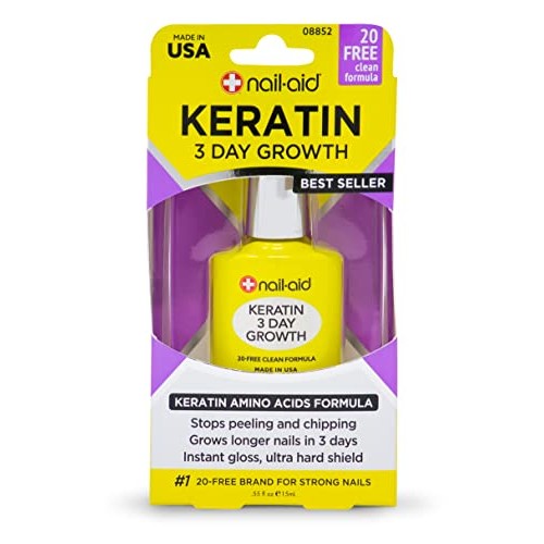 Nail-Aid Keratin 3 Day Growth Nail Treatment & Strengthener, Clear, 0.55 Fl Oz