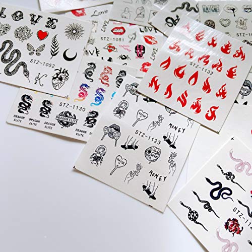 NAIL ANGEL 12 Sheets Nail Art Water Decals Water Transfer Sticker Flame Snake...