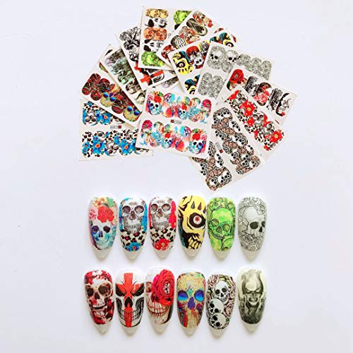 NAIL ANGEL 12sheets Nail Art Water Decals Water Transfer Sticker Different Sk...