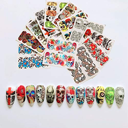 NAIL ANGEL 12sheets Nail Art Water Decals Water Transfer Sticker Different Sk...