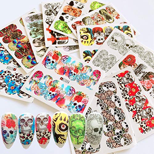 NAIL ANGEL 12sheets Nail Art Water Decals Water Transfer Sticker Different Sk...