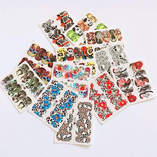 NAIL ANGEL 12sheets Nail Art Water Decals Water Transfer Sticker Different Sk...