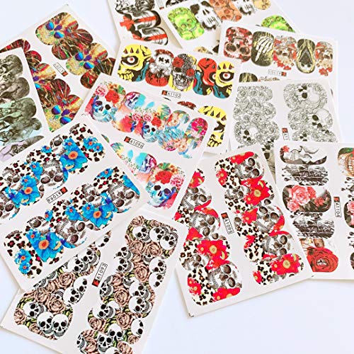 NAIL ANGEL 12sheets Nail Art Water Decals Water Transfer Sticker Different Sk...