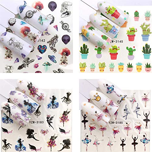 NAIL ANGEL 15 Sheets Nail Art Water Decals Water Transfer Sticker Different P...