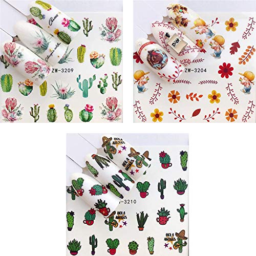 NAIL ANGEL 15 Sheets Nail Art Water Decals Water Transfer Sticker Different P...