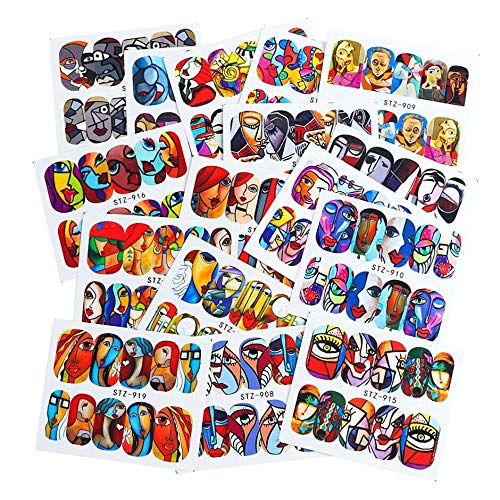 NAIL ANGEL 16 Sheets Nail Art Water Decals Water Transfer Sticker Different P...