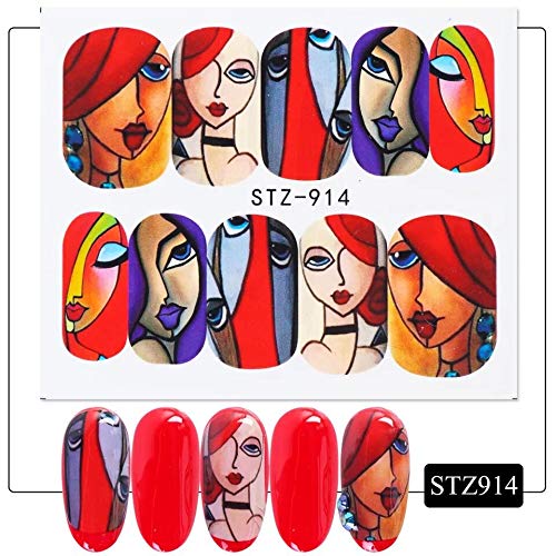 NAIL ANGEL 16 Sheets Nail Art Water Decals Water Transfer Sticker Different P...