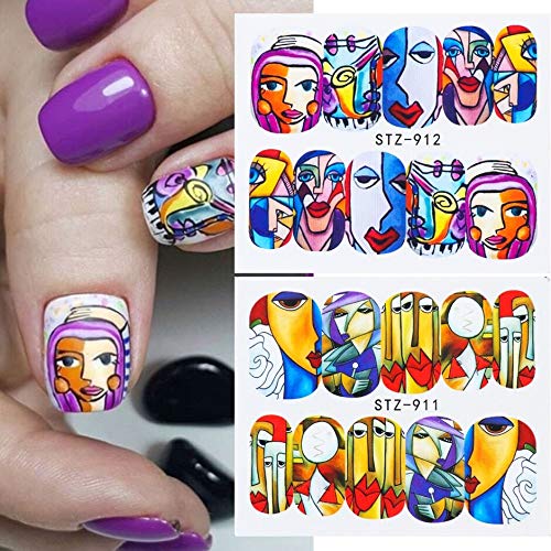 NAIL ANGEL 16 Sheets Nail Art Water Decals Water Transfer Sticker Different P...