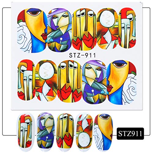 NAIL ANGEL 16 Sheets Nail Art Water Decals Water Transfer Sticker Different P...