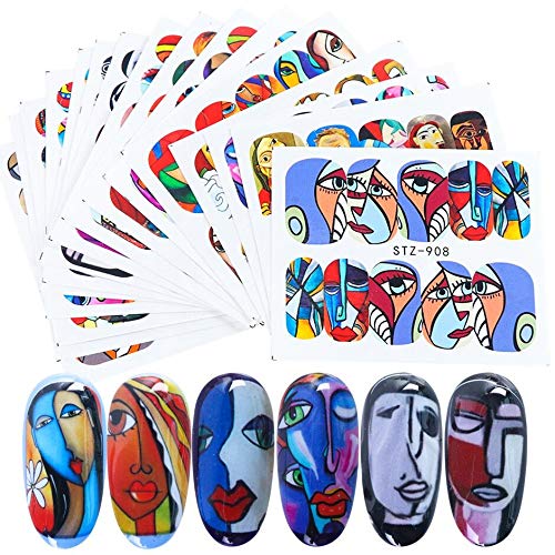 NAIL ANGEL 16 Sheets Nail Art Water Decals Water Transfer Sticker Different P...